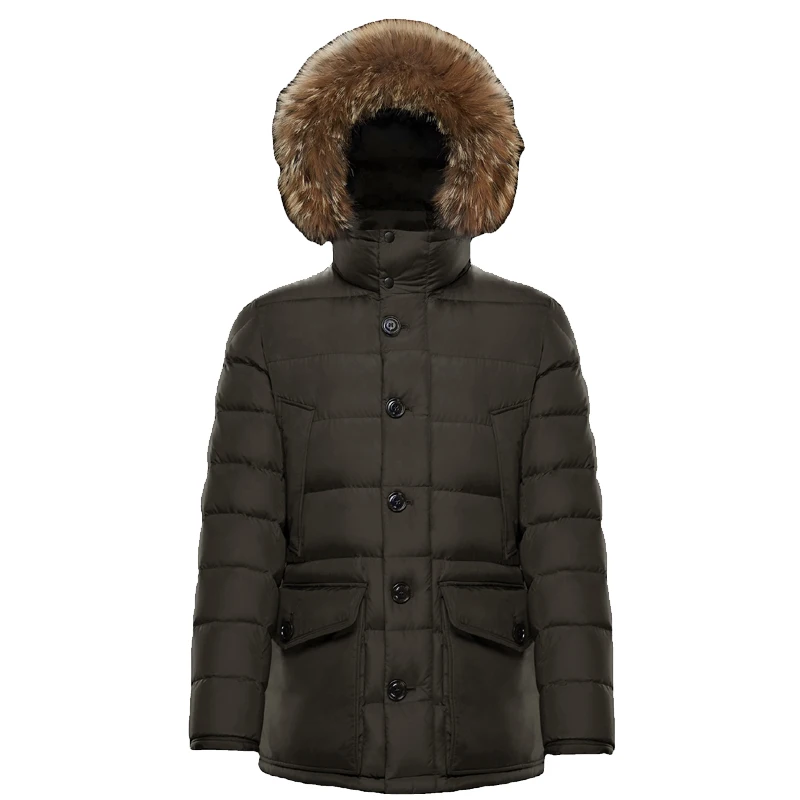 new Wolf Fur Puffer Down Filled Quilted Detachable Removable Hood Men Canada Parka Down Coat Jacket