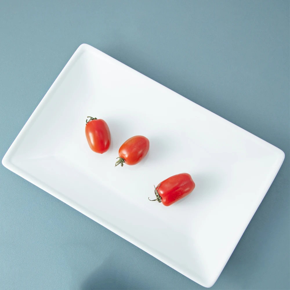 OEM [ HOT PRODUCT] Plain white long rectangle dessert plate made in Viet Nam for restaurant