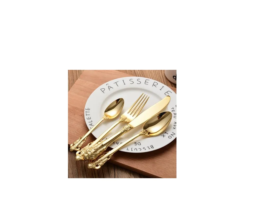 Cutlery Set with Acrylic Handle New Metal Cutlery Spoon And Fork Metal Flatware New Cutlery Set In Gold Plated