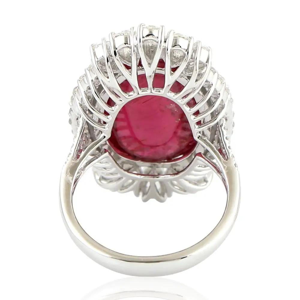 
Rubylite Gemstone Ring 18kt Gold Indian Diamond Wholesale Jewelry 