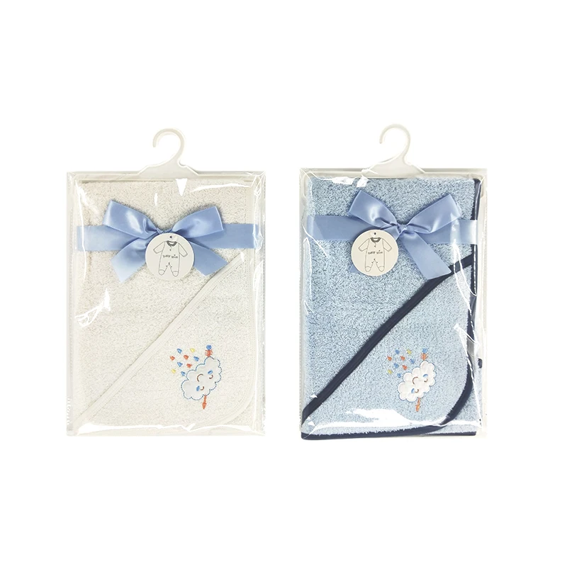 2020 Soft High Quality 100% Cotton Baby hooded kufala Blanket with cute cloud Pattern