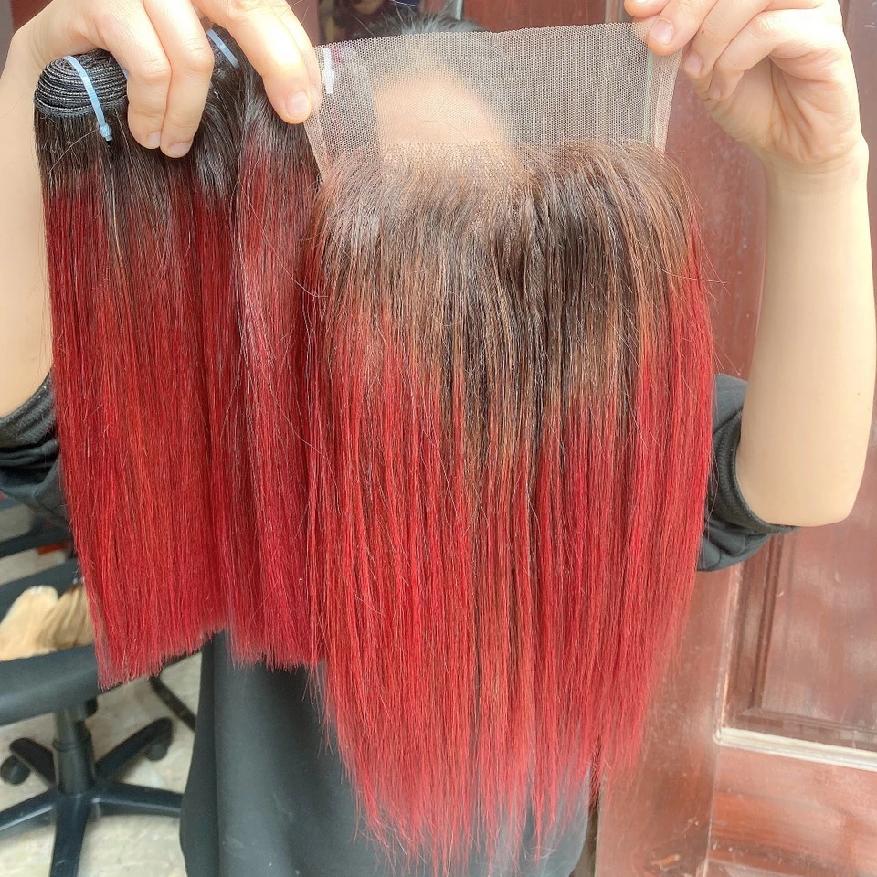 Vietnam Export Products double drawn vietnamese hair  Burgundy hair color raw vietnamese hair