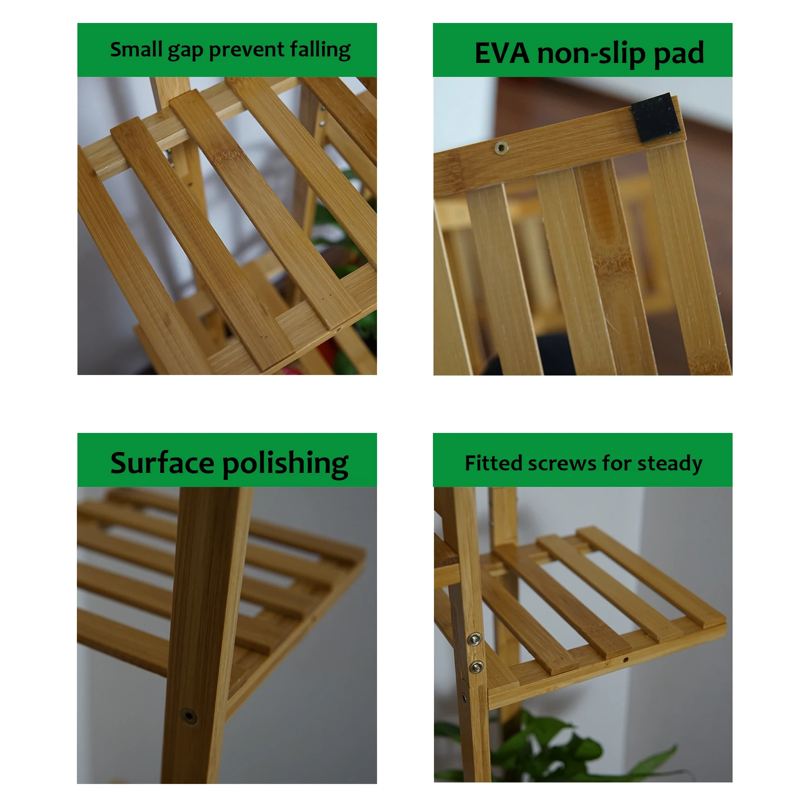 Eco friendly 6-layer bamboo flower rack  plant stand Flower Display Shelf Rack for Home Patio Lawn Garden