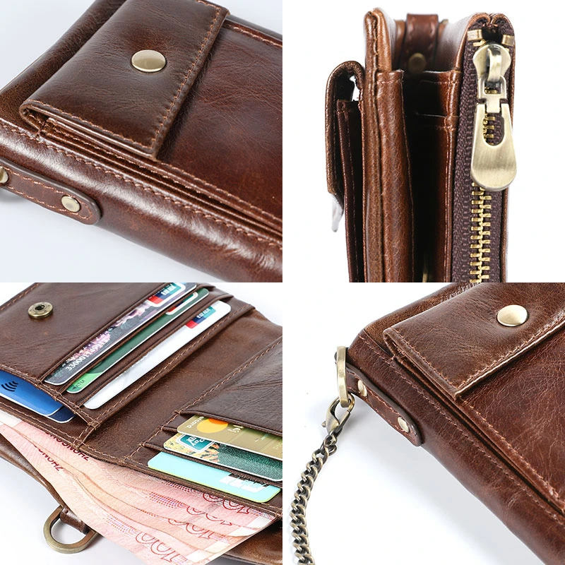 New Genuine Leather Men Wallet Coin Purse Small Short Card Holder Male Leather Wallet Zipper Pocket