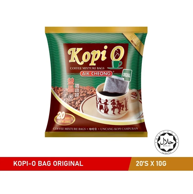 Bulk Sale Malaysia Kopi O Black Coffee (Original/Plus/Strong/Sugar) 4 Choices 20 sachets x 10g Halal Certified