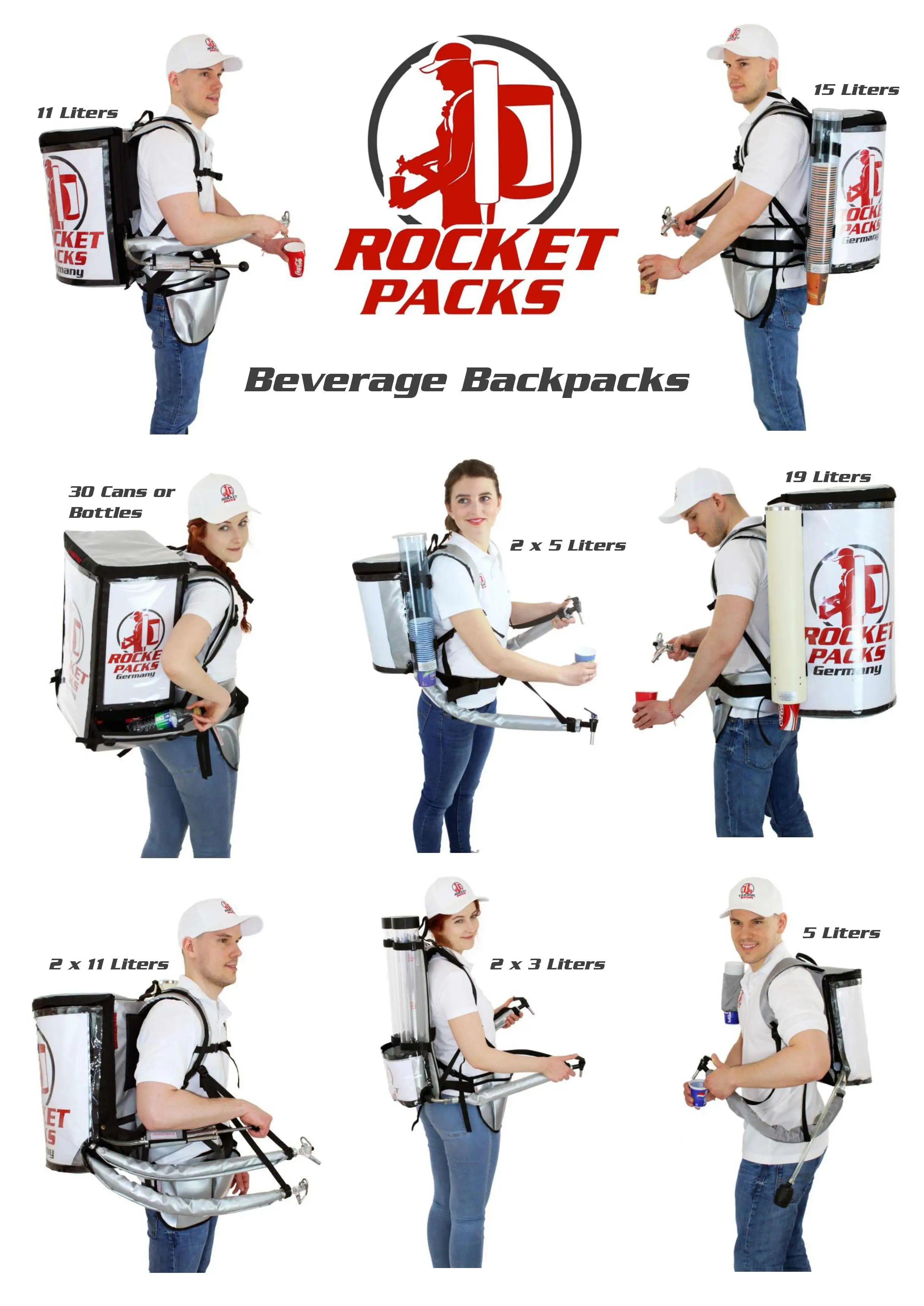 Coffee Backpack Dispensig System Rocketpacks for 19 Liter Beer Cola Coffee - vendor vending seller  hawker  mobile  portable