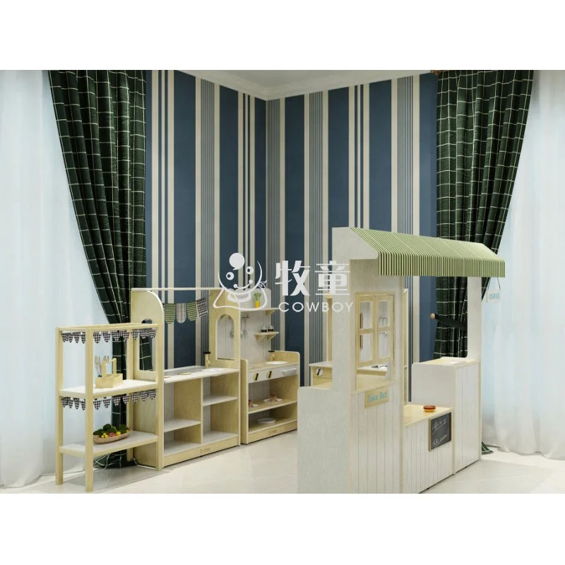 2020 Hot Sell Birch Plywood Shelves Childcare Role Playing Sets Multiple-storage Cabinets for Kindergarten Daycare Center
