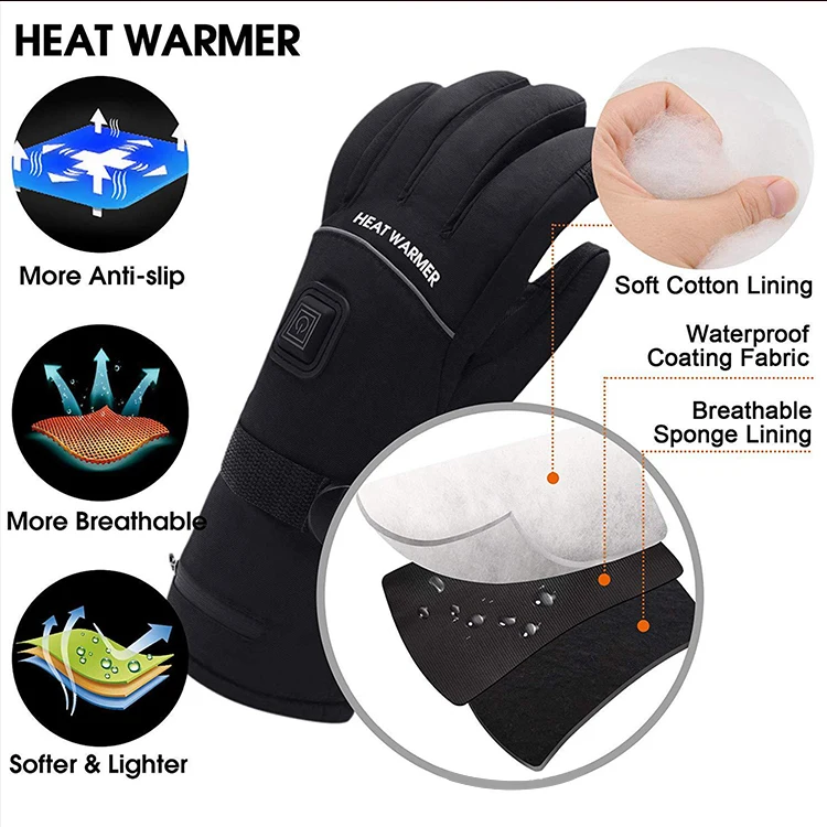 
USB Hand Warm three-speed Adjustable Temperature Heated Gloves Cycling Motorcycle Ski Gloves 