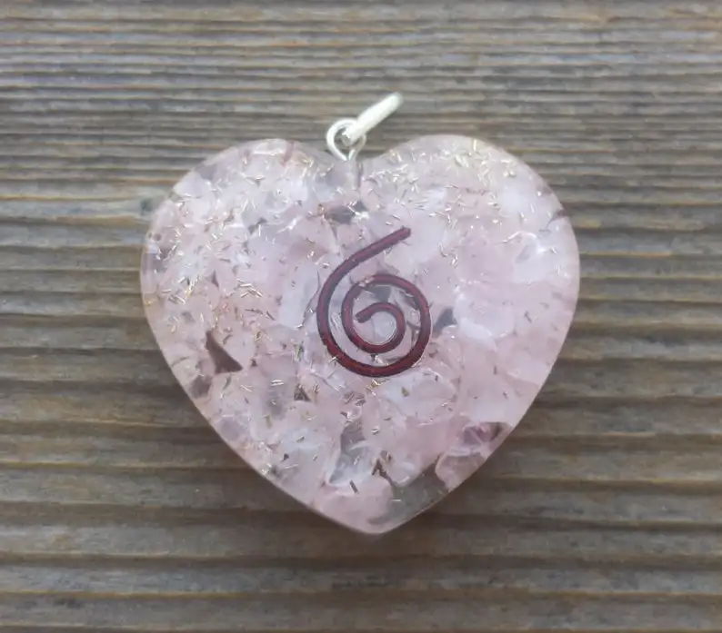 Rose Quartz Orgone Energy Pendants : Heart Shaped Orgonite Pendants : Wholesale Healing Orgone Pendants