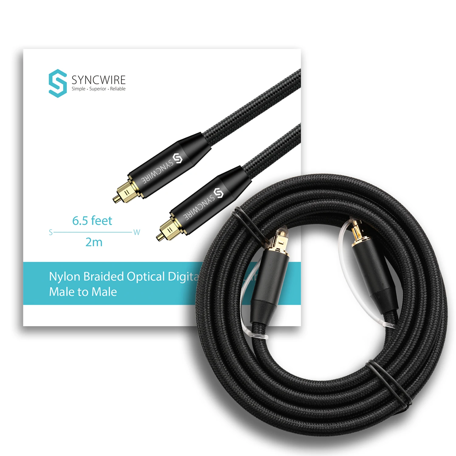 Syncwire 3.5mm Audio Snake Splitter Cable Fiber Optic Toslink Male to Male Cord Optical Cables