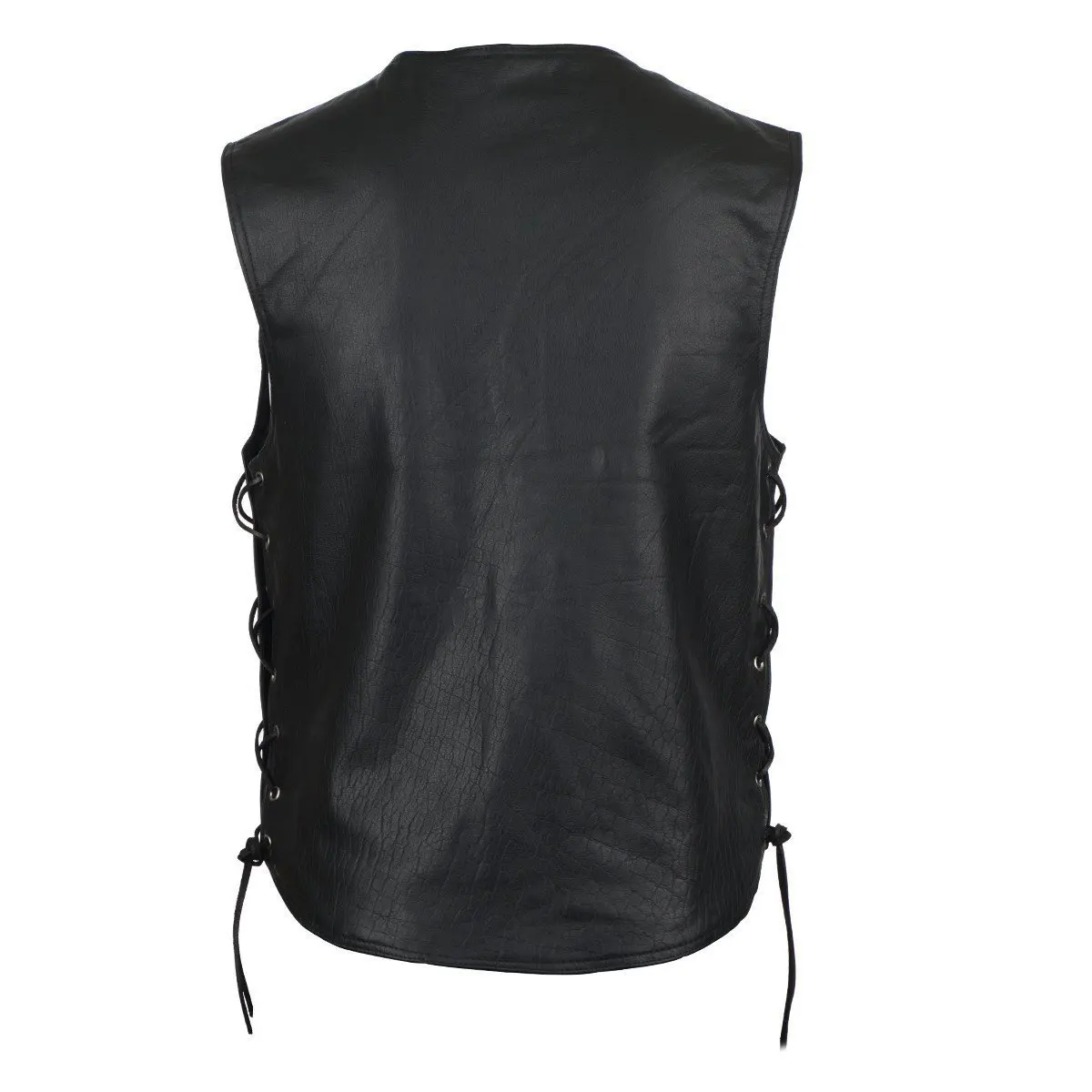 High Quality Motorcycle Vest Leather Denim Style Straight Bottom Laced Side Vest OEM Factory Wholesales