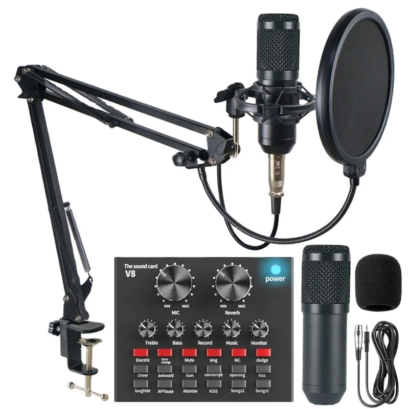 
Дисплей Профессиональная студия аудио интерфейс запись внешний Live bm-800 караоке V8 Звуковая карта для конденсаторный микрофон 