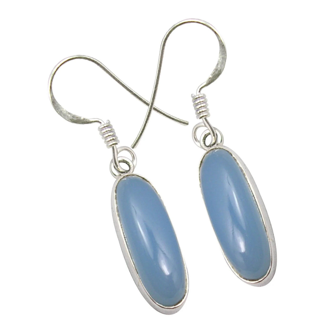 SilverStarJewel 925 Sterling Silver REAL CHALCEDONY Long STONE RETRO STYLE New Earrings 1.5 Inch
