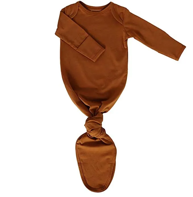 95%Bamboo 5%Spandex Organic very Soft breathable light weight Knitted stretchy premium quality knotted sleeping gown for baby