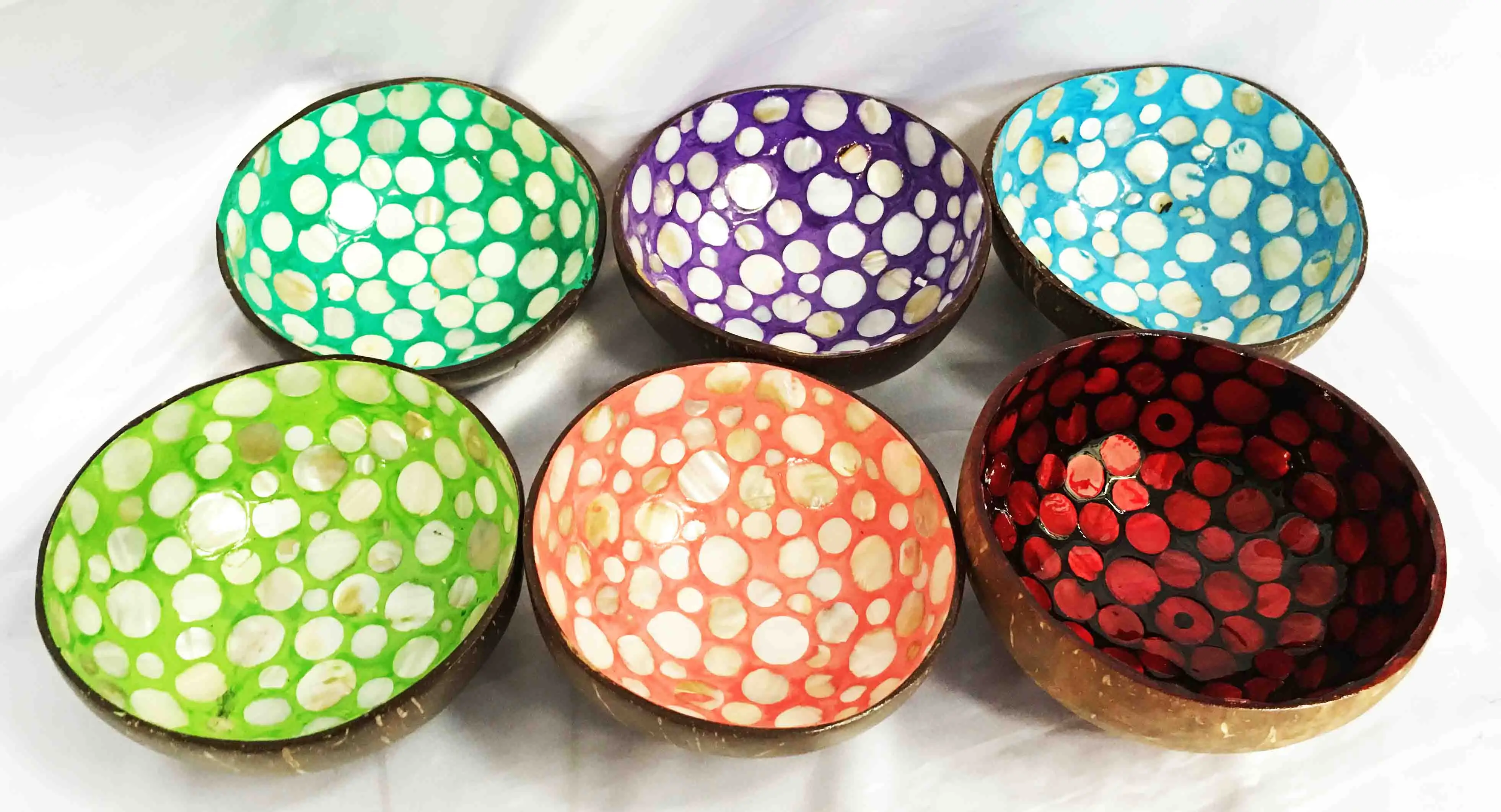 Eco friendly Coconut bowl with seashell for decor home with wooden spoon/ Coco Shell bowl Wooden Bowl (Kaylin: WS +84817092069)