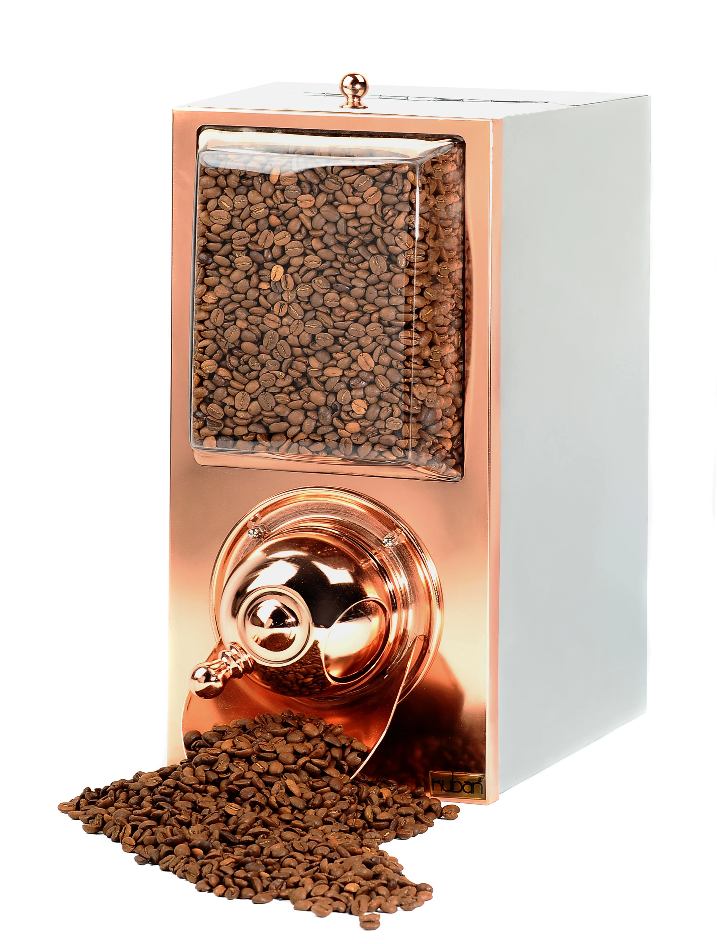 
Brass Coffee Bean Dispensers Rectangular Shape / Coffee Bean Silo / Coffee Dosing Devices 