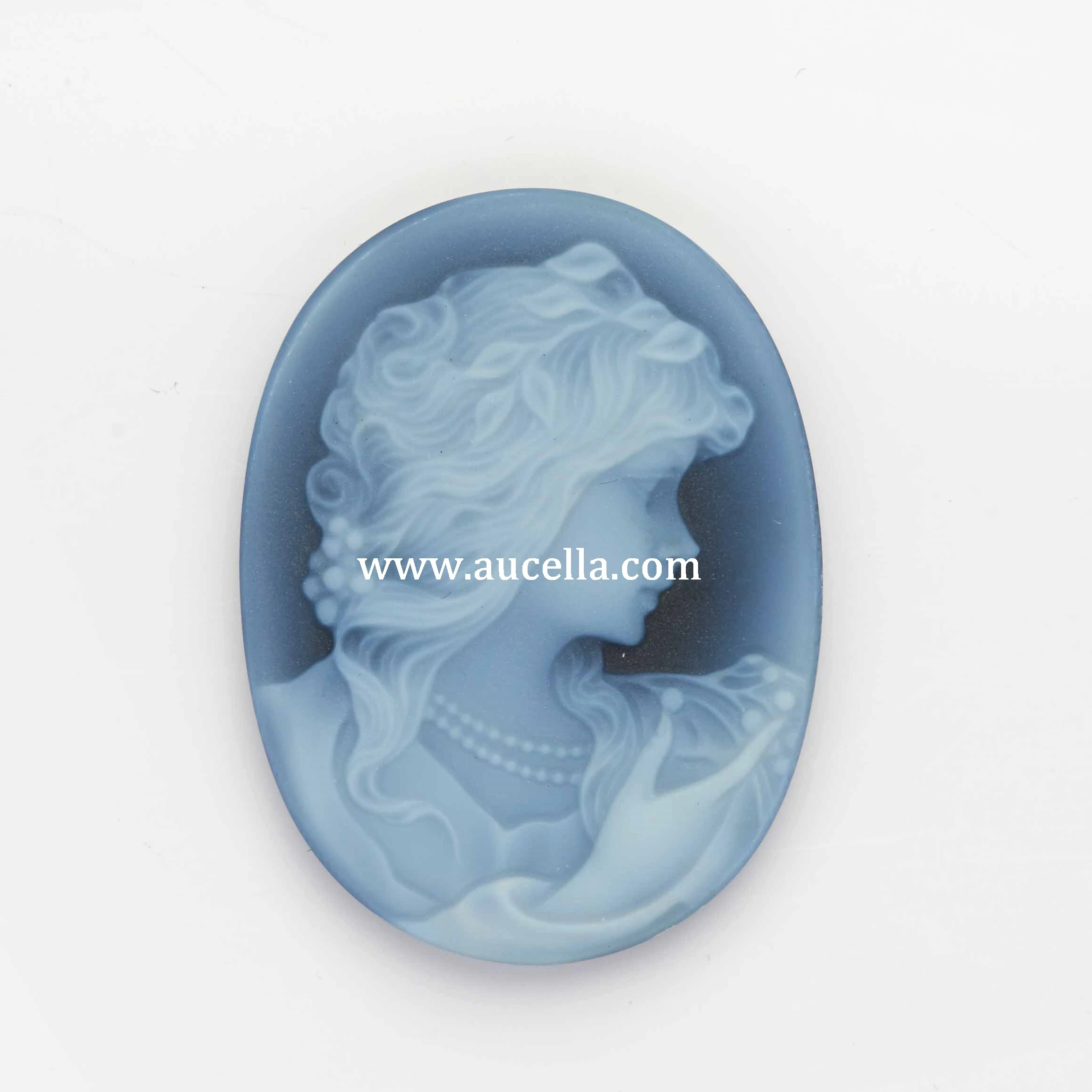Big Size mm 40 Blue Agate Cameo Carved Factory Price Natural Gemstone