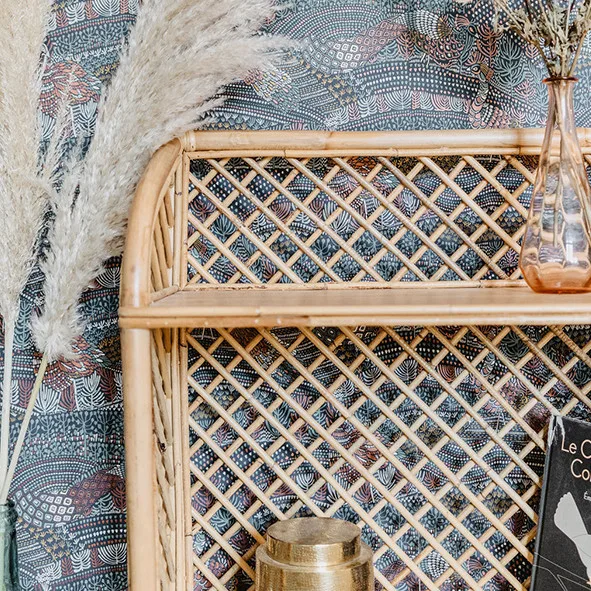 Винтажная книжная полка из ротанга книжный шкаф