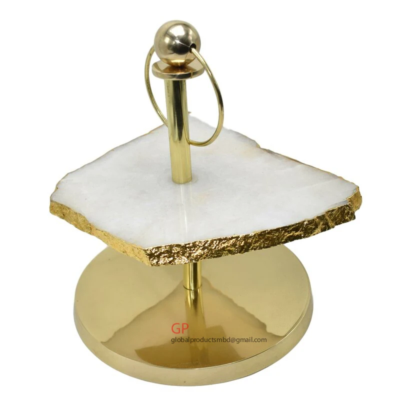 rose quartz cake display stand pink agate cake stand with gold trim for wedding & party