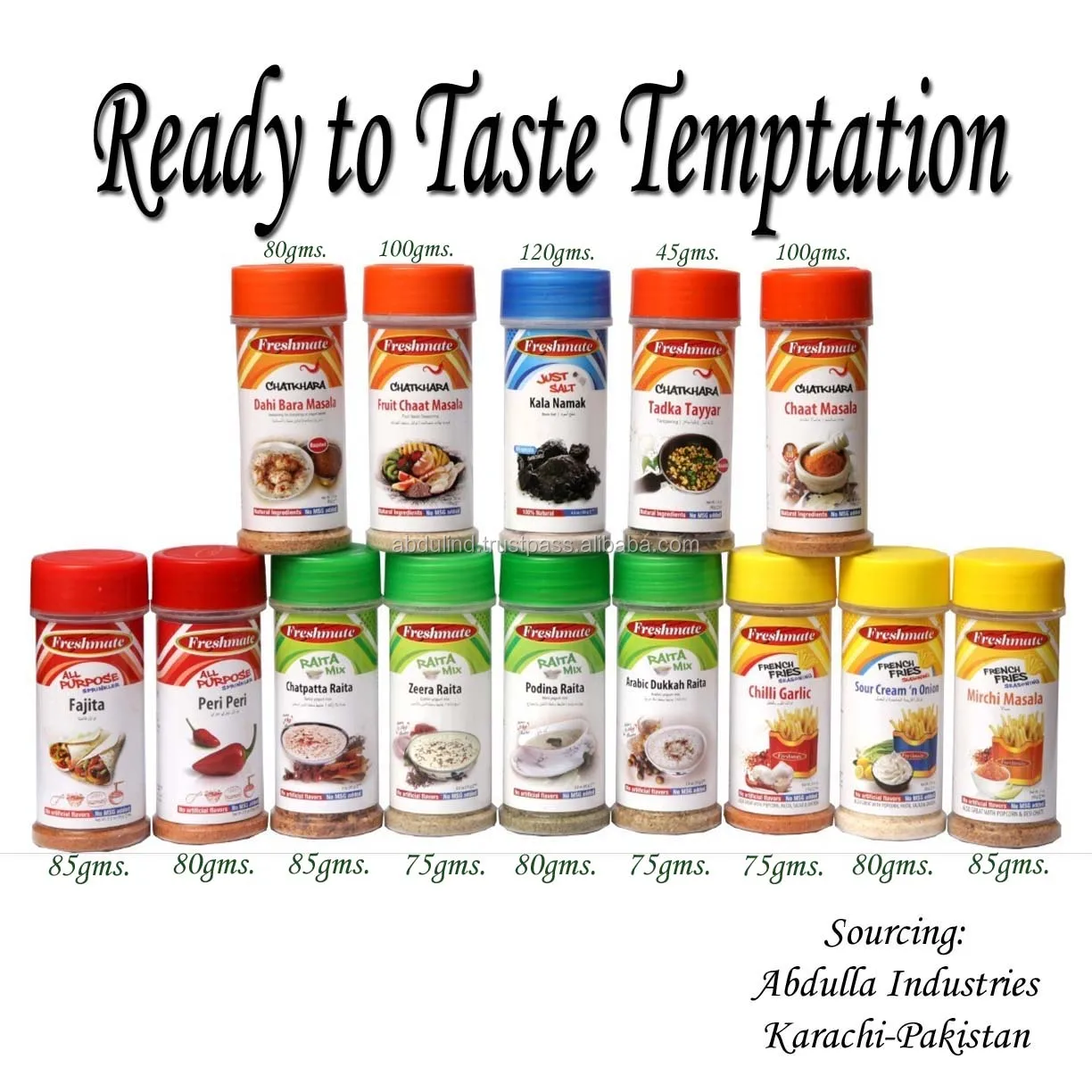 Tasty Mixed Spices - Ready to Serve Spices Herbs PERI PERI SPICE FAJITA SPICE French Fries Spices Chilli Garlic Spice Sour Cream