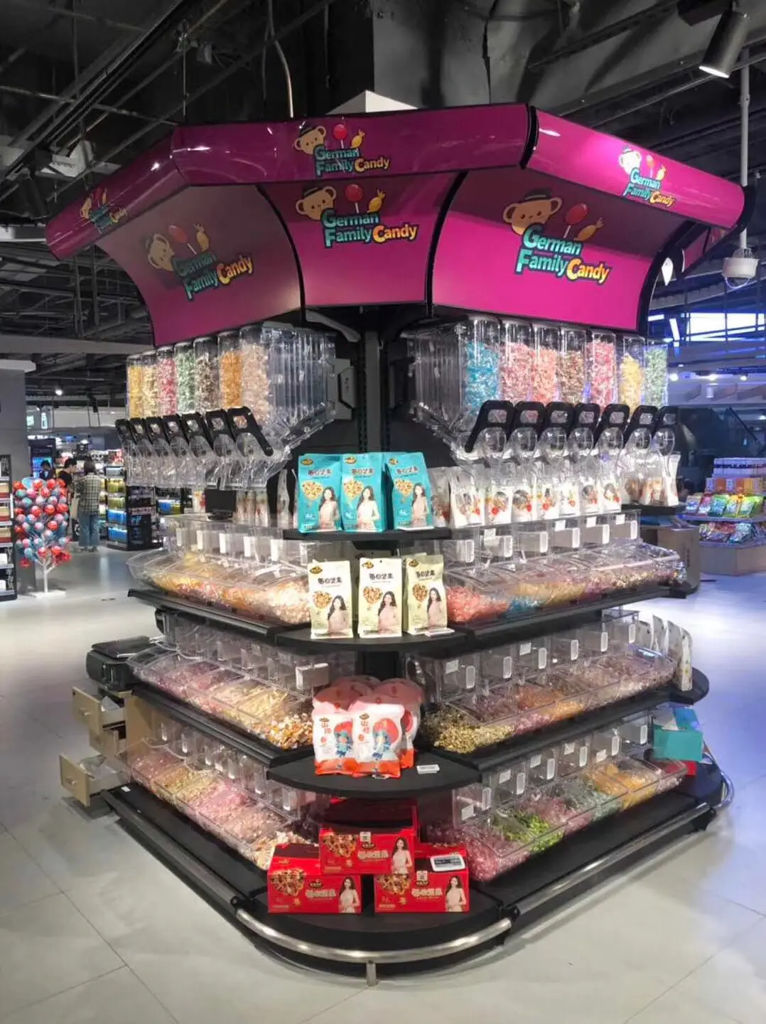 High quality strong iron supermarket candy store equipment gondola retail store racks display shelf