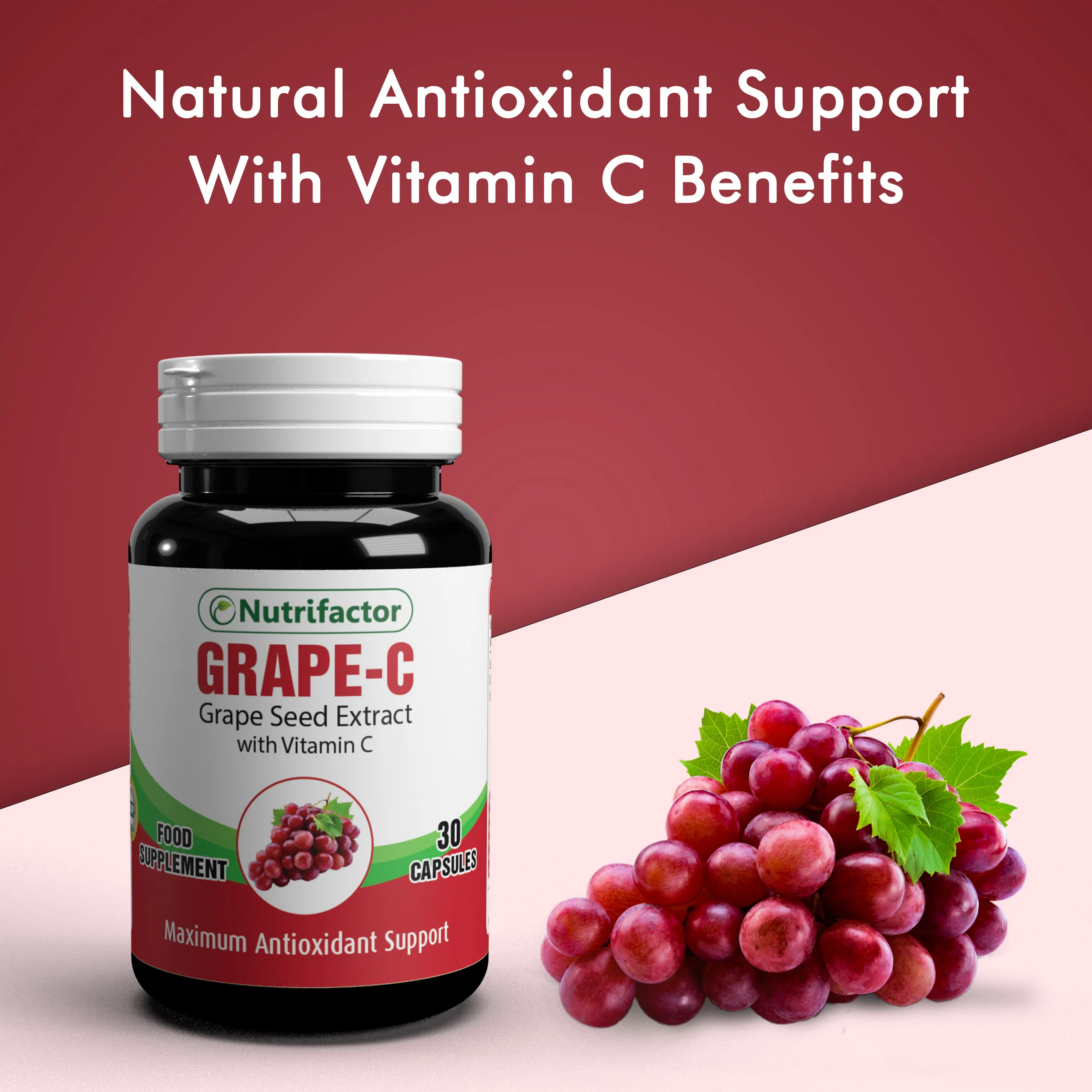 
Grape-C Antioxidant Support Best for Immune System Skin Health Vitamin-C & Grape Seed Extract Joint Support Premature Aging Skin 