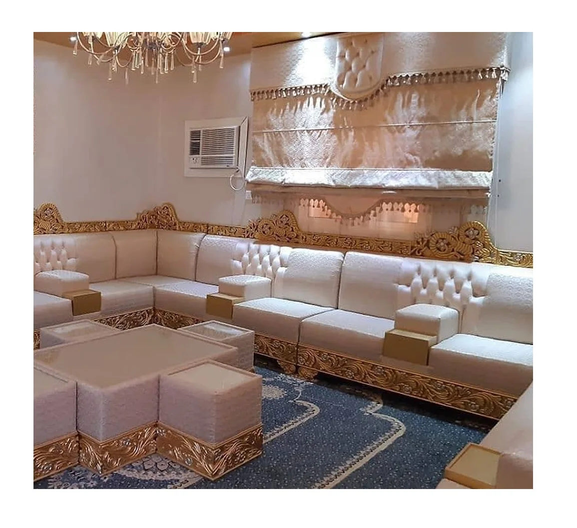 Moroccan Sofa  Sedari  Moroccan Jalsa   Moroccan Salon  Luxury  U Sofa Set  Sofa Wood Set  Wooden Living Room Furniture Sets
