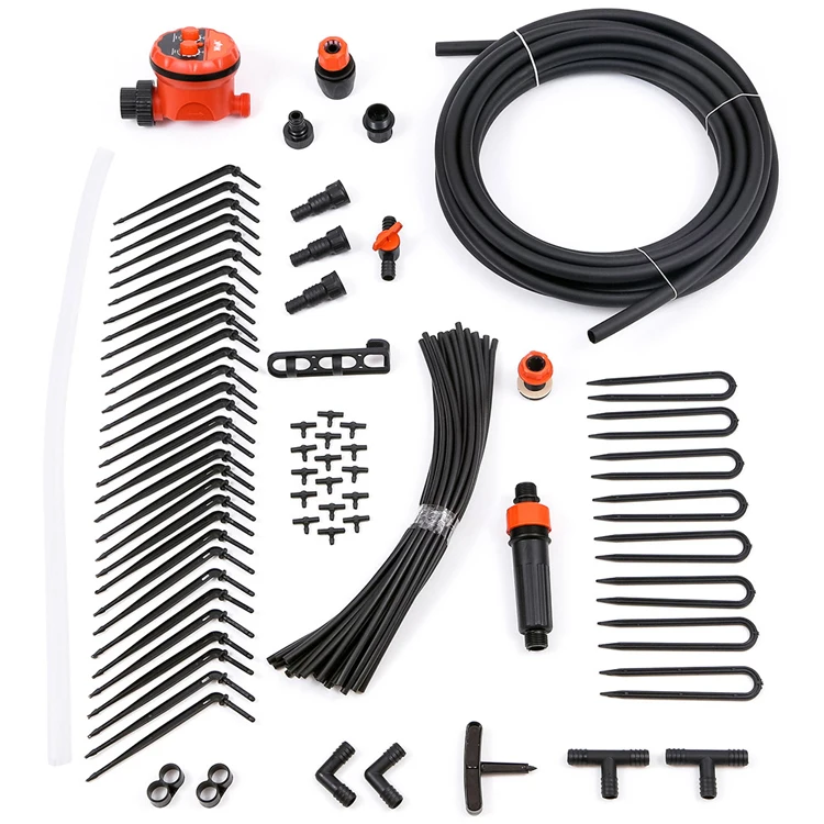 Reliable drip irrigation kit for 30 or 60 plants with a timer, irrigation equipment