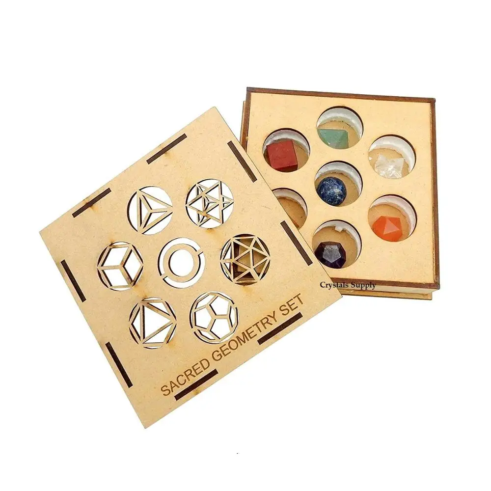 Seven Chakra Crystal Merkab Star Set : 7 Chakra Gemstone Merkaba Star Set With Wooden Box : Metaphysical Store Crystals Supply