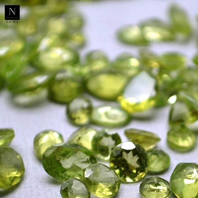 Natural Genuine 100% Peridot Faceted Mixed Shapes Loose Gemstone Round Heart Square Handmade Gemstone Green Stone Making Jewelry