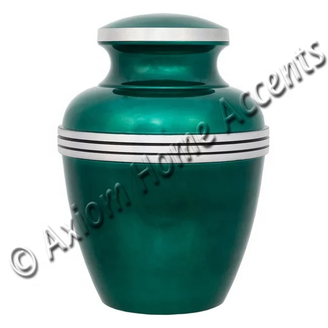Cheap Wholesale Black Metal Pet Cremation Urn Avalon with Silver Bands Burial Urn For Ashes of Pets By Axiom Home Accents