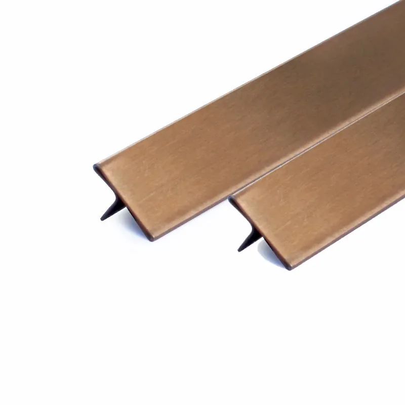 Brass Metal Strip 12.5mm 15mm  25mm OEM Logo Customized brushed  Marble Edge Trim  T Shape Stainless Steel Tile Trim