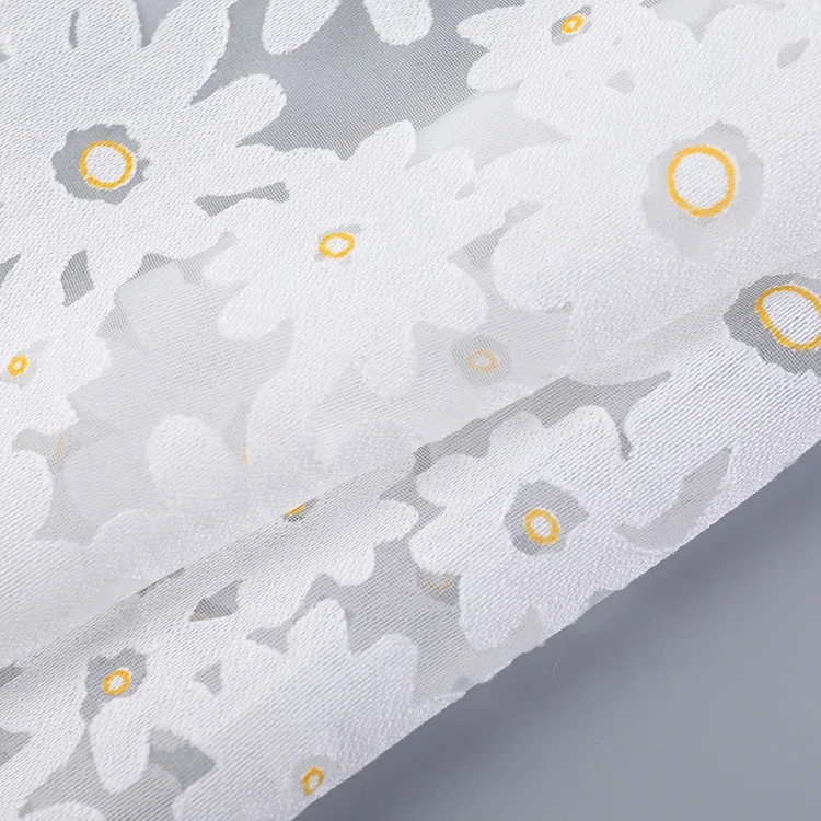 Wholesale Stock Fabric Sparkle Foil Daisy Flower Glitter Tulle Bridal Chiffon Fabric For Wedding Dress