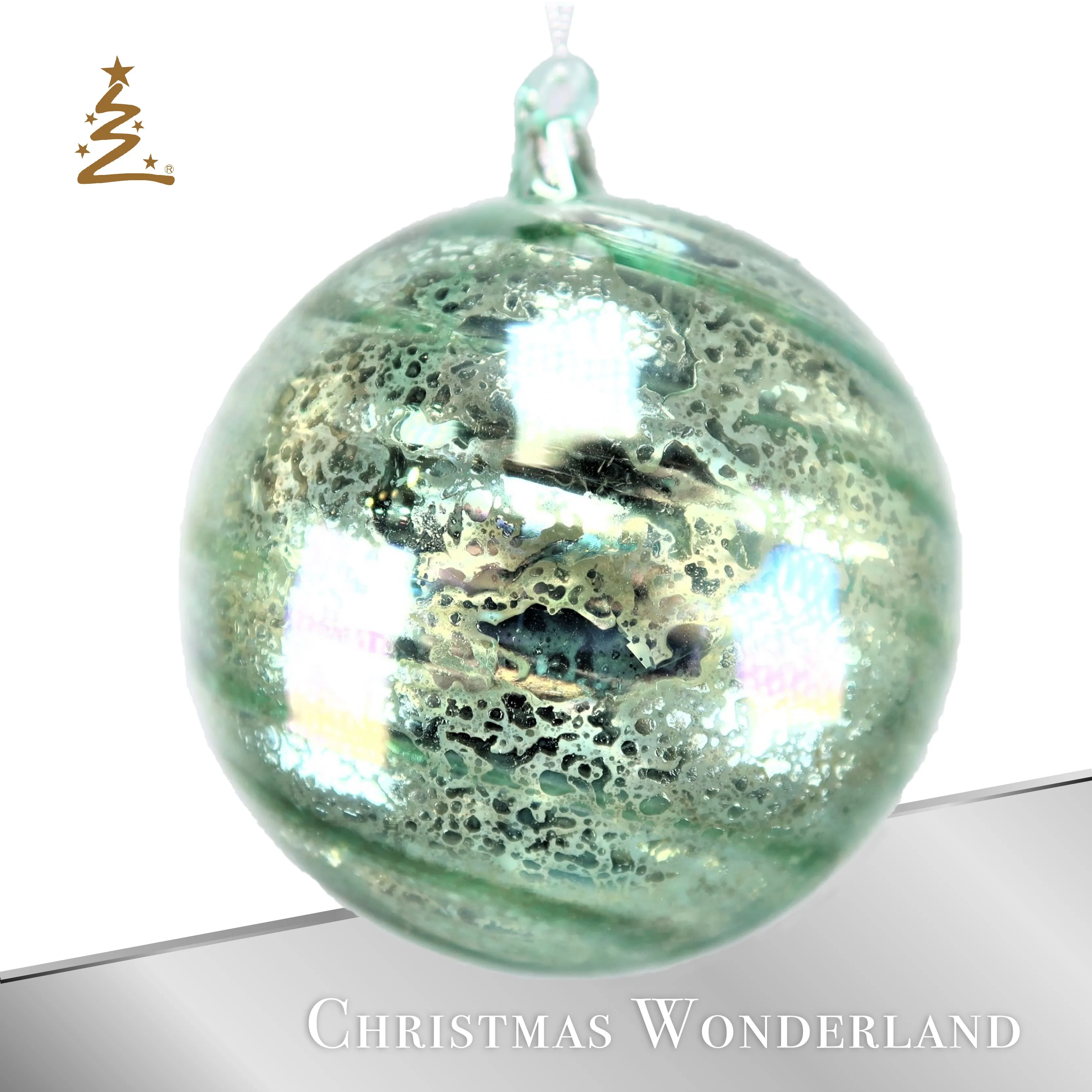 Christmas Decoration Light Blue Glass Twisted Ball Ornament