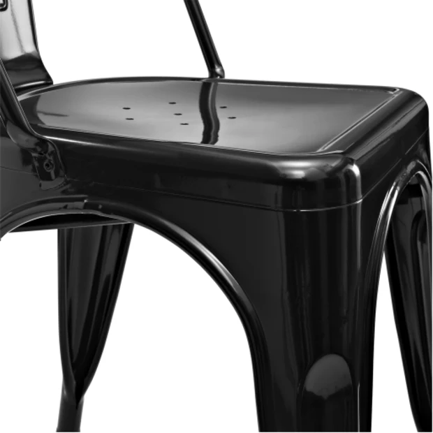 Vintage Industrial Bistro Cafe Stackable Metal Chair French Style Hotel Dining Chair Restaurant Metal Iron Chair in Black Finish