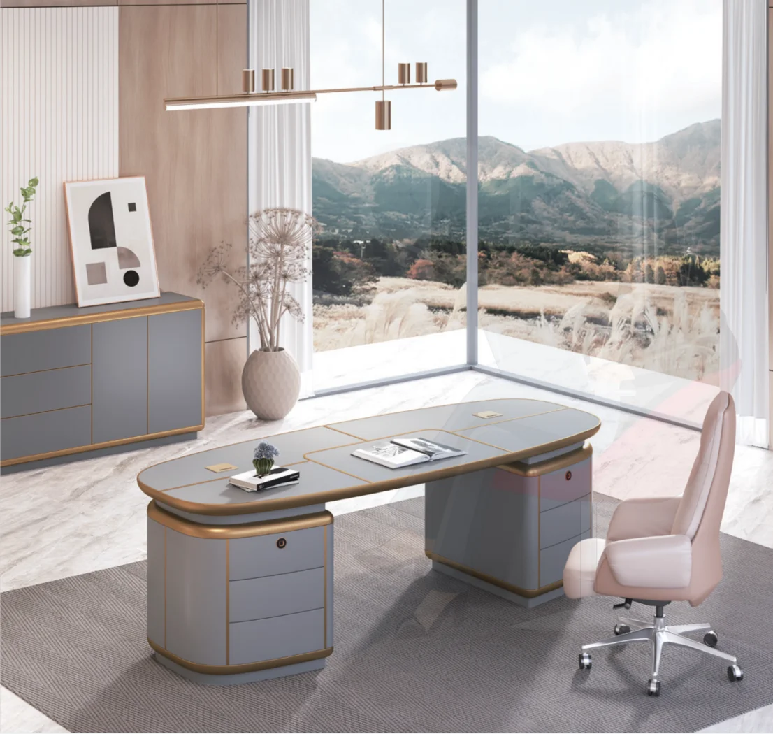 High Quality Luxury Muebles De Madera Oficina Modernos Royal Presidential Office Furniture Long Office Table