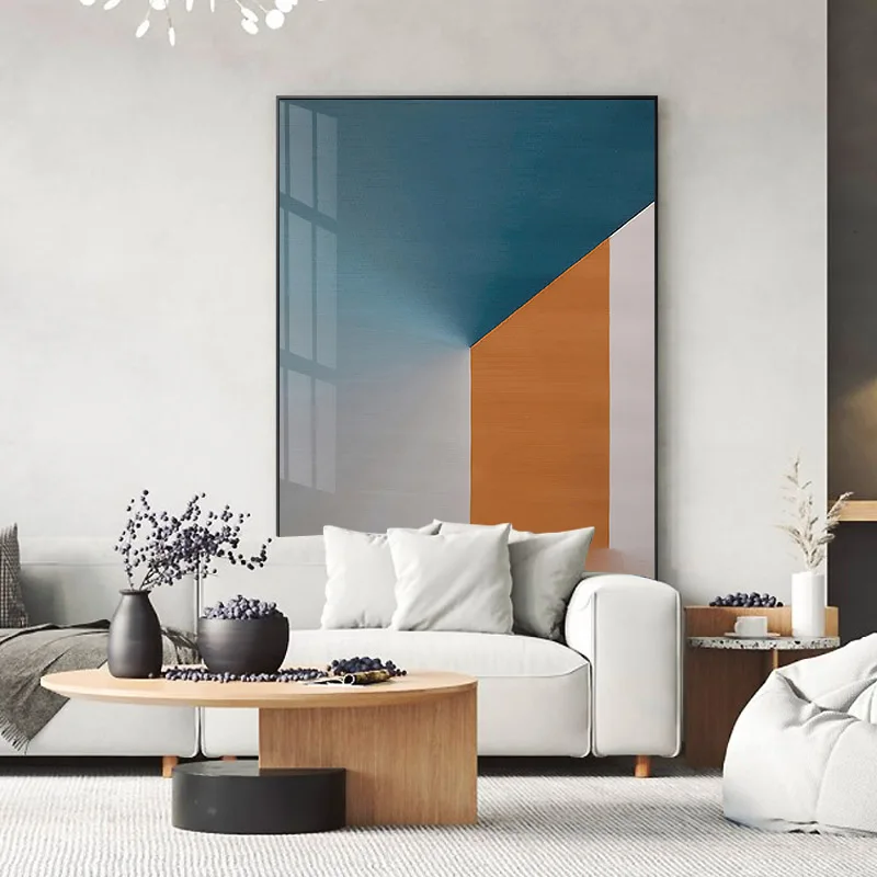Сине-оранжевая Современная Настенная картина большого размера для отеля, художественная живопись на холсте, картина 20*30 дюймов/50*75 см
