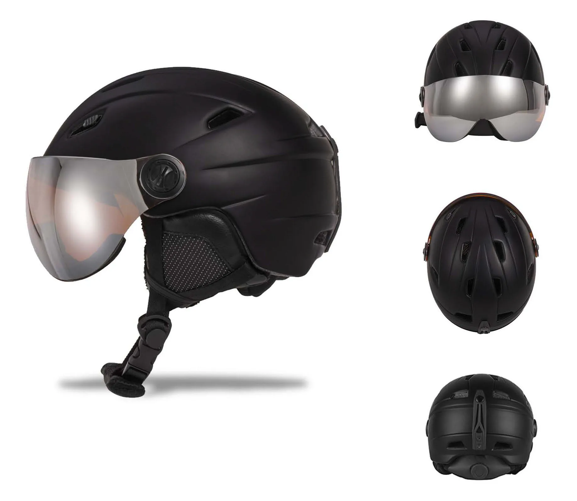 Professional Customized Skiing Snow Board In-Mold Helmet Protective Gear-black