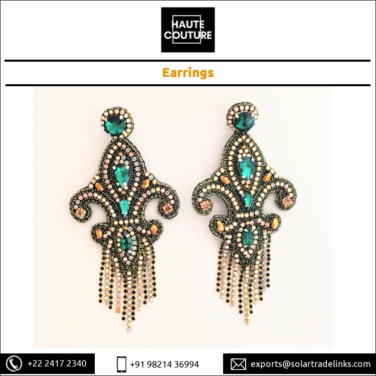 New Design Fashion Jewelry Hand Embroidered FLEUR DE LIS Handmade Earrings for Women at Affordable Market Price for Sale