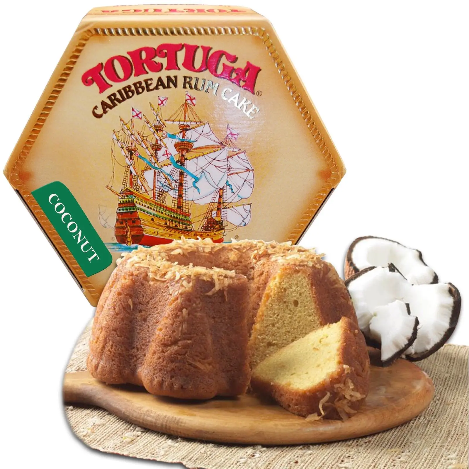 TORTUGA Caribbean COCONUT Flavor - 4 oz Rum Cake - The Perfect Premium Gourmet Gift for Gift Baskets Giveaways