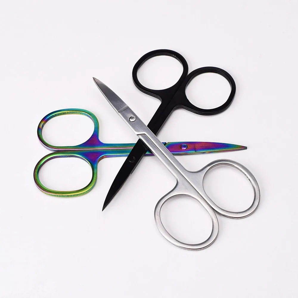  Professional Eyebrow Scissor Nose Hair Eyelash Scissors Curved Makeup Tool Stainless