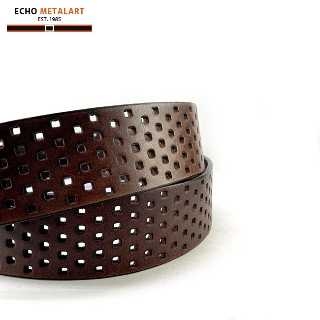 Casual belt with holes in 40mm for men belt genuine leather