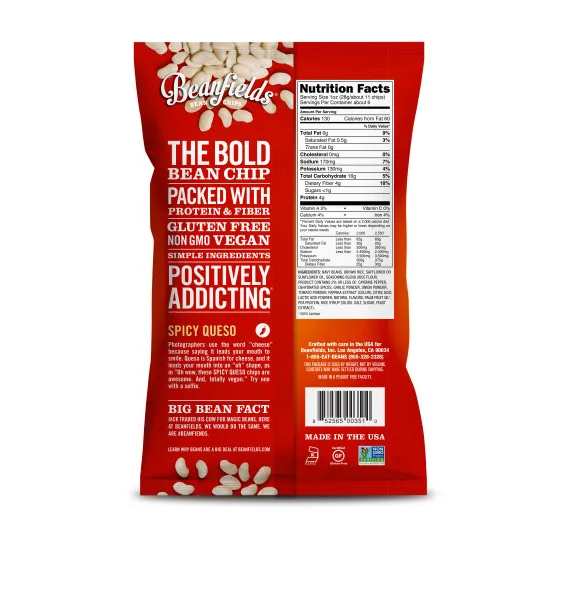 
Premium Quality Beanfields Spicy Queso Vegan Bean Chips 5.5oz Case 