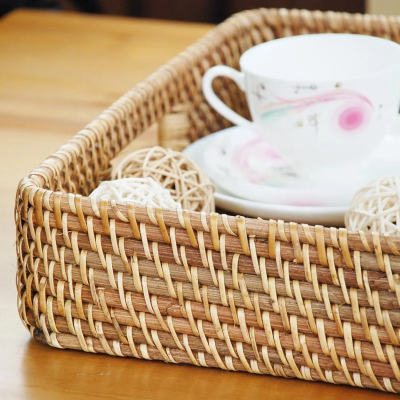 Price Factory Natural Material Bamboo Serving Tray Rattan Storage Tray Made In Vietnam
