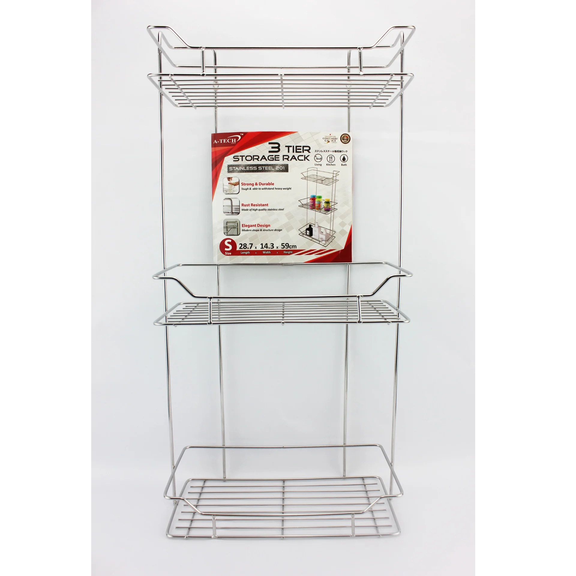Best Price Multi Purpose Stainless Steel Material White Color A-tech Brand Name Bathroom Racks from Japan