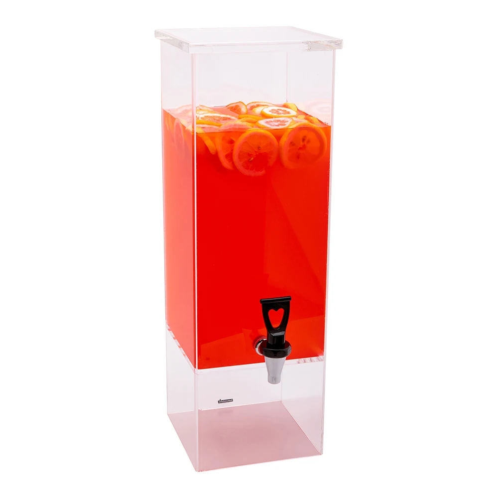 
Bev Tek 2 gal Square Clear Acrylic Beverage Dispenser - Clear Geo Base - 8