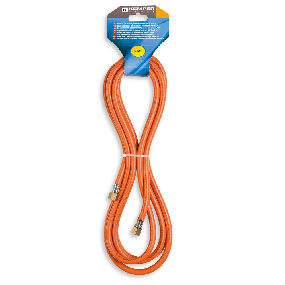 
WELDING LPG GAS RUBBER HOSE 5 MT. WITH INLET AND OUTLET CONNECTION 3/8 LH 