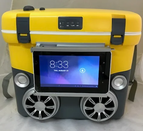 Beer wine cooler music box with wireless speaker and tablet holder