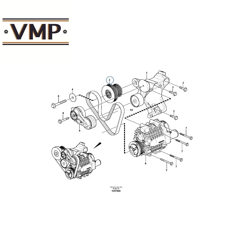 VOE15125821  - Idler Pulley for A40F , A40F FS  Articulated Haulers - VMP