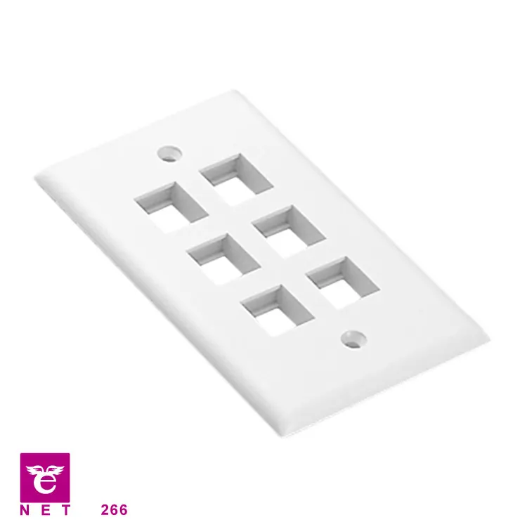 Single Gang 6-port white wall plate USA Keystone